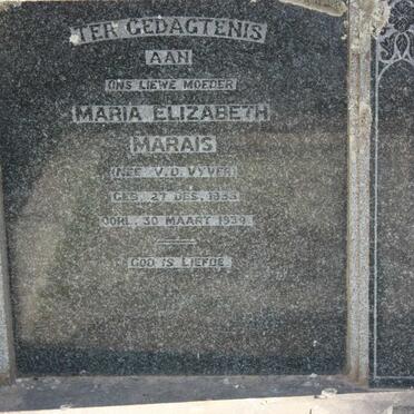 MARAIS Maria Elizabeth nee V.D. VYVER 1855-1934
