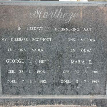 MARTHEZE George T. 1906-1982 &amp; Maria E. 1918-1997