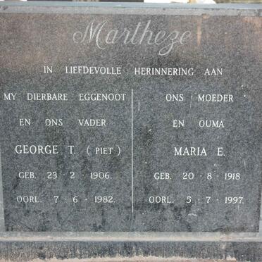 MARTHEZE George T. 1906-1982 &amp; Maria E. 1918-1997