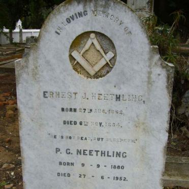 NEETHLING Ernest J. 1862-1954 &amp; P.G. 1880-1952