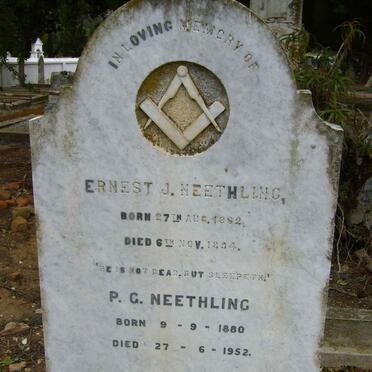 NEETHLING Ernest J. 1862-1954 &amp; P.G. 1880-1952
