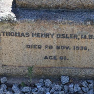 OSLER Thomas Henry -1936