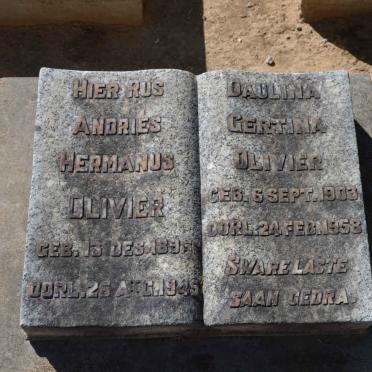 OLIVIER Andries Hermanus 189?-1945 &amp; Daulina Gertina 1903-1958