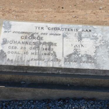 PAYNE George Johannes 1882-1947 &amp; Gertruida Johanna VAN ZYL 18?3-1977