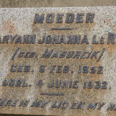 ROUX Maryann Johanna, le nee MASUREIK 1852-1932