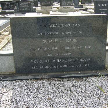 RABIE Schalk J. 1888-1962 &amp; Petronella ROSSOUW 1896-1969