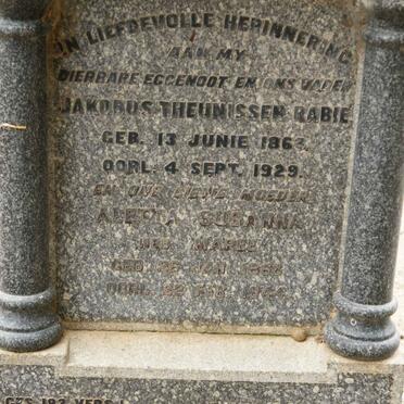 RABIE Jakobus Theunissen 1863-1929 &amp; Aletta Susanna MAREE 1863-1944