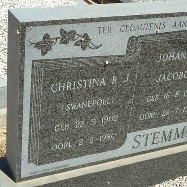 STEMMET Johannes Jacobus 1901-1979 &amp; Christina R.J. SWANEPOEL 1902-1980