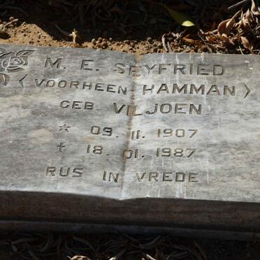 SEYFRIED M.E. voorheen HAMMAN nee VILJOEN 1907-1987