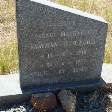 SAAYMAN Sarah Magdalena nee POHL 191?-1957