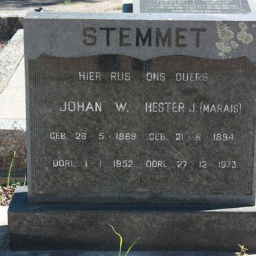 STEMMET Johan W. 1869-1952 &amp; Hester J. MARAIS 1894-1973