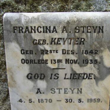 STEYN Francina A. nee KEYTER 1842-1935