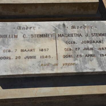 STEMMET Willem C. 1857-1945 &amp; Magrietha J. JORDAAN 1867-1947
