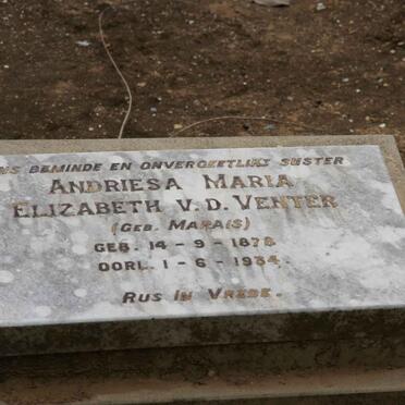 VENTER Andriesa Maria Elizabeth, v.d. nee MARAIS 1878-1934