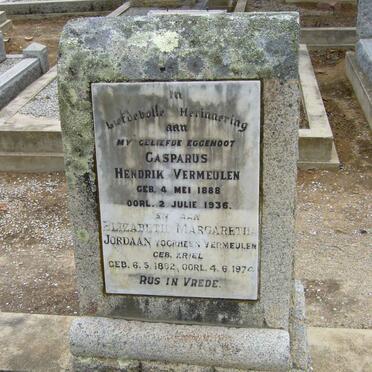 VERMEULEN Casparus Hendrik 1888-1936 &amp; Elizabeth Margaretha JORDAAN voorheen VERMEULEN nee KRIEL 1892-1974