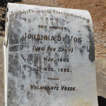 VOS Johanna, de nee VAN DER SPUY 1863-1933