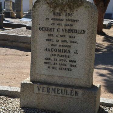 VERMEULEN Ockert C. 1867-1944 &amp; Jacomina J. DU PLESSIS 1880-1959