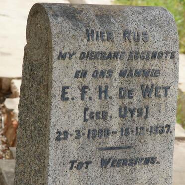 WET E.F.H, de nee UYS 1888-1937