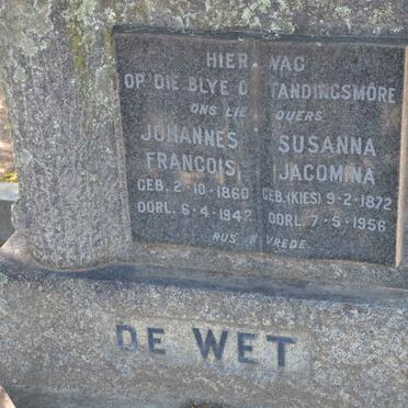 WET Johannes Francois, de 1860-1942 &amp; Susanna Jacomina KIES 1872-1956
