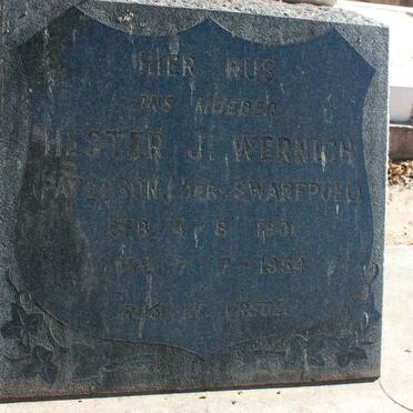 WERNICH Hester J. PATERSON nee SWANEPOEL 1901-1954