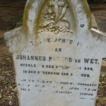 WET Johannes Petrus, de -1898