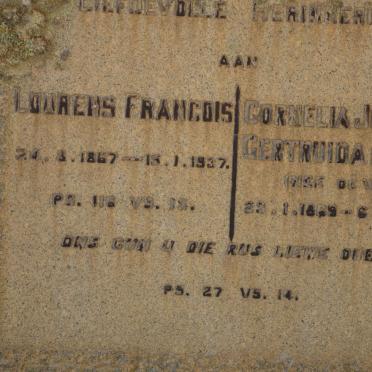 WET Lourens Francois, de 1867-1937 &amp; Cornelia Johanna Gertruida DE WET 1869-1941