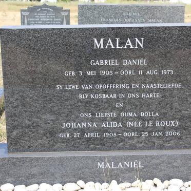 MALAN Gabriël Daniël 1905-1973 &amp; Johanna Alida LE ROUX 1908-2006