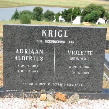 KRIGE Adriaan Albertus 1900-1993 &amp; Violette BRINDEAU 1904-1995