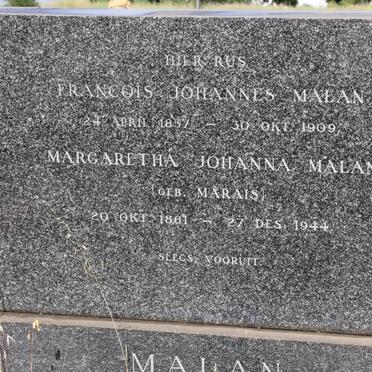 MALAN Francois Johannes 1857-1909 &amp;  Margaretha Johanna MARAIS 1861-1944