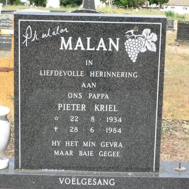 MALAN Pieter Kriel 1934-1984