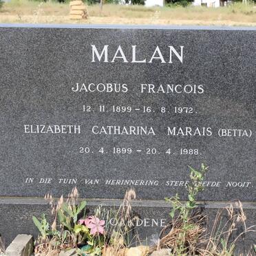 MALAN Jacobus Francois 1899-1972 &amp; Elizabeth Catharina MARAIS 1899-1988