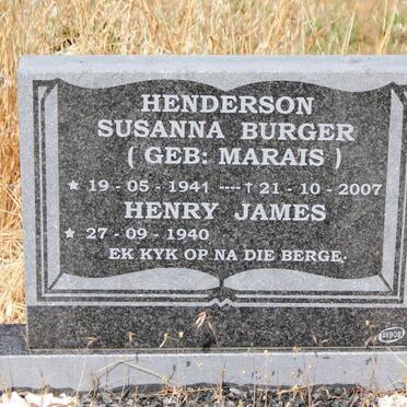 HENDERSON Henry James 1940-  &amp;  Susanna Burger MARAIS 1941-2007