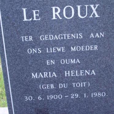 ROUX Maria Helena, le nee DU TOIT 1900-1980