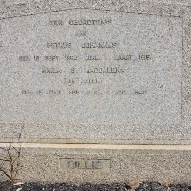 CILLIE Petrus Johannes 1864-1915 &amp; Maria S. Magdalena CILLIE 1865-1940