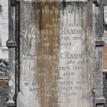 HAMMAN Jacobus R. -1899 &amp; Gertruida W. KRIEL -1925