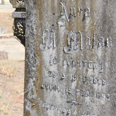 MALAN Anna M. 1878-1895