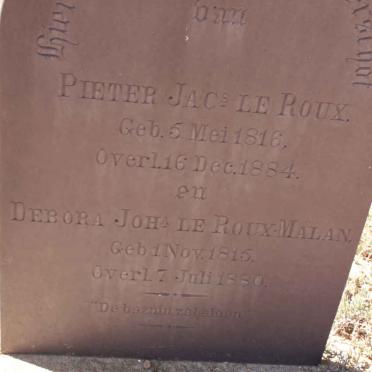 ROUX Pieter Jacobus, le 1816-1884 &amp; Debora Johanna LE ROUX-MALAN 1815-1880