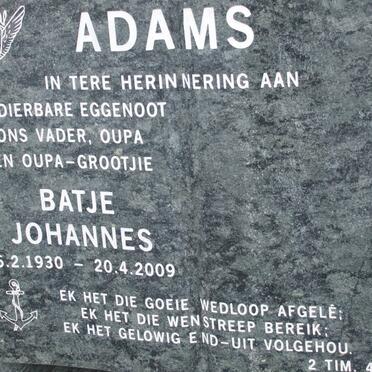 ADAMS Batje Johannes 1930-2009