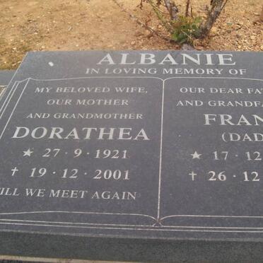 ALBANIE Frans 1914-2002 &amp; Dorathea 1921-2001