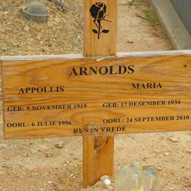 ARNOLDS Appollis 1919-1996 &amp; Maria 1934-2010