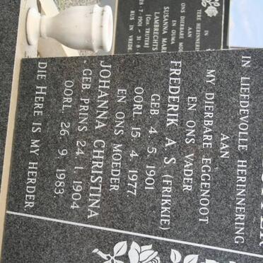 AUSSERHOFFER Frederik A.S. 1901-1977 &amp; Johanna Christina PRINS 1904-1983