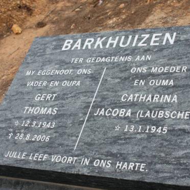 BARKHUIZEN Gert Thomas 1943-2006 &amp; Catharina Jacoba LAUBSCHER 1945-