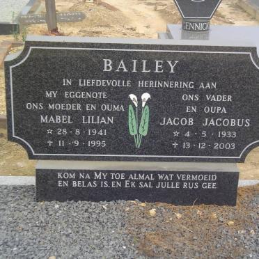 BAILEY Jacob Jacobus 1933-2003 &amp; Mabel Lilian 1941-1995