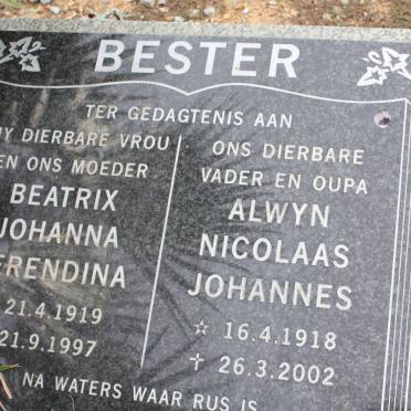 BESTER Alwyn Nicolaas Johannes 1918-2002 &amp; Beatrix Johanna Gerendina 1919-1997