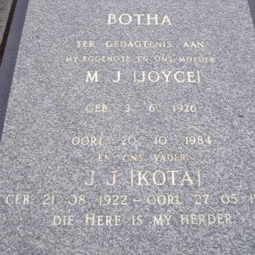 BOTHA J.J. 1922-1986 &amp; M.J. 1926-1984