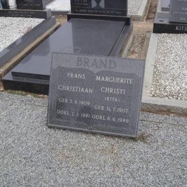 BRAND Frans Christiaan 1909-1991 &amp; Marguerite Christi 1907-1986