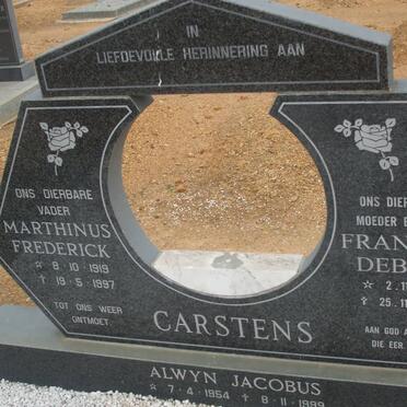 CARSTENS Marthinus Frederick 1919-1997 &amp; Francina Debora 1927-2000 :: CARSTENS Alwyn Jacobus 1954-1999