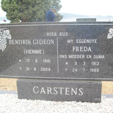 CARSTENS Hendrik Gideon 1916-2004 &amp; Freda 1913-1989