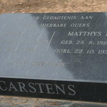 CARSTENS Matthys L. 1869-1932 &amp; Maria J.C. BESTER 1875-1955