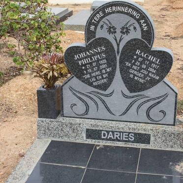 DARIES Johannes Philipus 1925-2001 &amp; Rachel 1917-2004